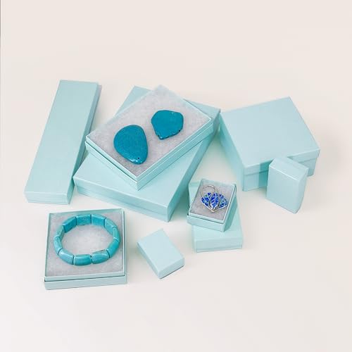 TheDisplayGuys 100 Cardboard Jewelry Gift Boxes with Inserts - Turquoise Pearl Teal 2.62x1.62x1 Inch (Pack of 100) 2.6" x 1.6" x 1.0" (#21)