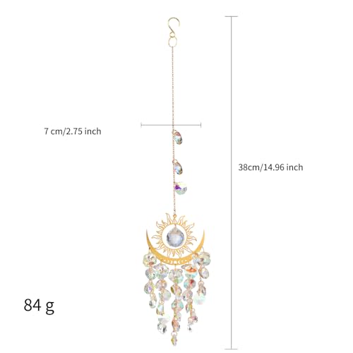 AB Color Sun Moon Celestial Crystal Sun Catcher Window Hanging Ornament Ab
