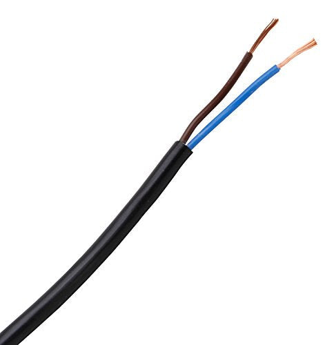 Kopp 152210845 Hose Line 2-Core, H03 VV-F 2G0.75 mm² (10 m) for Flexible Installation, 300/500 V, Power Cable for Drying Room, Light Duty, Black Single