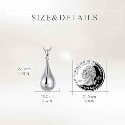 YFN Ashes Necklace for Women Sterling Silver Urn Jewelry for for Ashes Memory Necklace teardrop