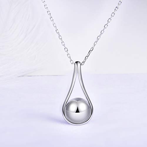 Fookduoduo Sterling Silver Teardrop Urn Necklaces for Ashes Memorial Ash Jewelry Cremation Eternity Urn Pendant Necklace for Women