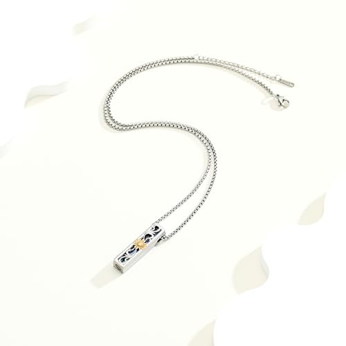 Abalone Shell Urn Necklace for Women Men Tree of Life/Sunflower/Mountain Cremation Jewelry for Ashes Bar Urn Pendant Cremation Ashes Necklace Keepsake Loved Ones Memorial Gift Gold-Sunflower