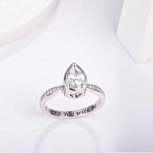 BEILIN Teardrop Urn Ring 925 Sterling Silver Cremation Urn Rings for Women 8