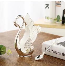 Elegant Swan Flatware Holder, Decorative Kitchen Organizer for Spoons, Forks, Coffee Stirrers, Dessert Utensils Spoon