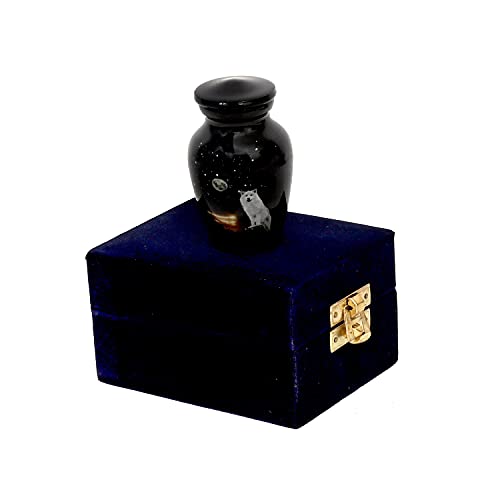HLC White Wolf Night Full Moon Keepsake Urn - Small (3.5" cu.in.) with 1 Velvet Box Bag