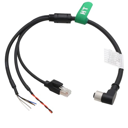 M12 Aviation Cable for DJI Livox Mid-360 Avia HAP LiDAR Sensor Power Network Ethernet to Computer Debug, 12 Pin Female Right Angle to RJ45 Flying Leads, 5m 5 m 1-to-3 splitter cable with angled M12 12-pin