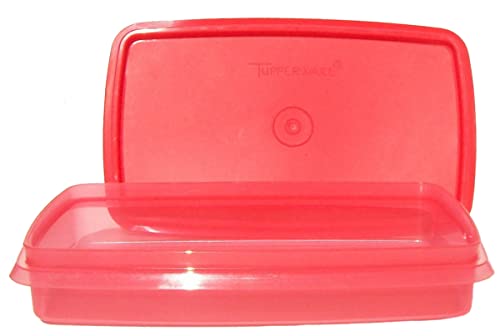 Tupperware Deli Meat or Cheese Keeper Slim Line 9 x 5 Inch Container in Strawberry Red