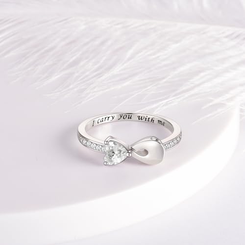 Fookduoduo Infinity Cremation Ring for Ashes - 925 Sterling Silver Cremation Urn Jewelry I Carry You with me Memorial Keepsake Locket Rings for Human/Pet Ash write CZ 6
