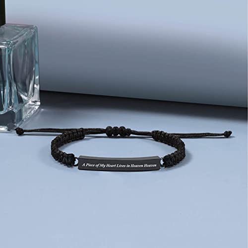 RIPFEVURN 4 Pack Cremation Jewelry Urn Bracelet for Ashes for Women Men Adjustable Memorial Keepsake Bangle Rope Braided Bracelet Black-4pcs