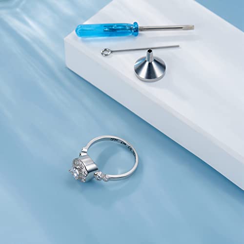 Urn Rings for Cremation Ashes Circle of Life 925 Sterling Silver Always by my side Keepsake Rings Memorial Jewelry for Women Size 10