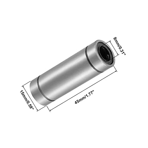 HiPicco Linear Ball Bearings, LM8LUU 8mm Bore Longer Linear Motion Bushing Double Side Rubber Sealed Rod Liner Shaft Parts for CNC Machine 3D Printer 4 Pack
