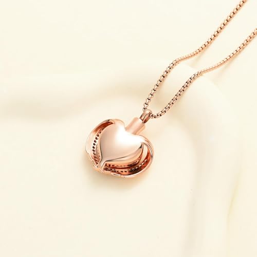 Tree of Life Cremation Jewellery Urn Necklaces for Ashes Heart Shape Lovers Keepsake Memorial Urn Stainless Steel Ash Pendant Cremation Jewellery Rose Gold