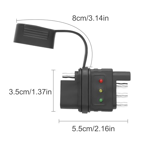 XMSJSIY 4-way flat trailer wiring tester connector with 4-pin male and female plugs