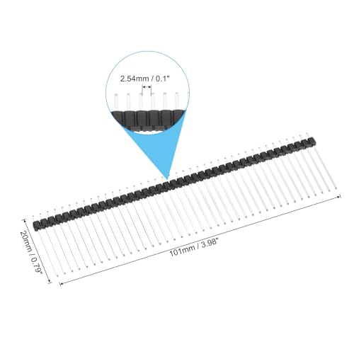 PATIKIL Pack of 10 DIP Pin Headers Single Row 40P 20mm Length Copper Plated for PCB