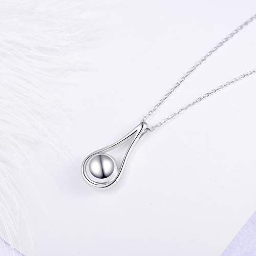 Fookduoduo Sterling Silver Teardrop Urn Necklaces for Ashes Memorial Ash Jewelry Cremation Eternity Urn Pendant Necklace for Women