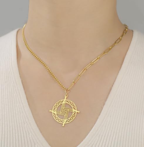 St Brigid's Cross Necklace Traditional Saint Bridget Pendant Irish Celtic Cross Amulet Christian Religious Jewelry Gift for Women Men gold 2