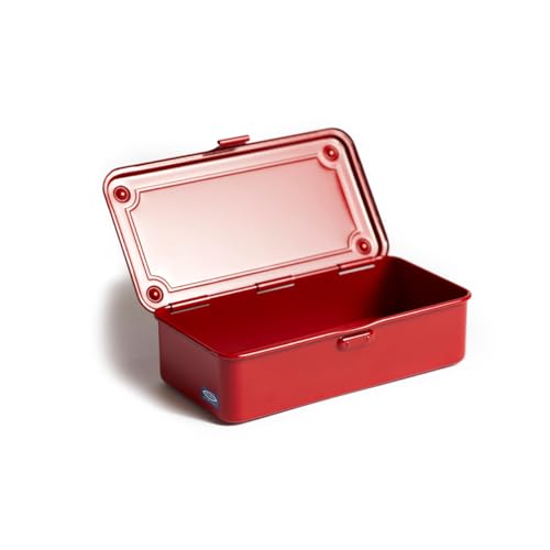Red Toyo trunk shape toolbox with a compact metal design and sturdy handle