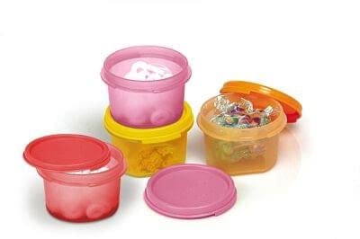 Tupperware MM Round Plastic Grocery Container 200 ml Pack of 8(Red)