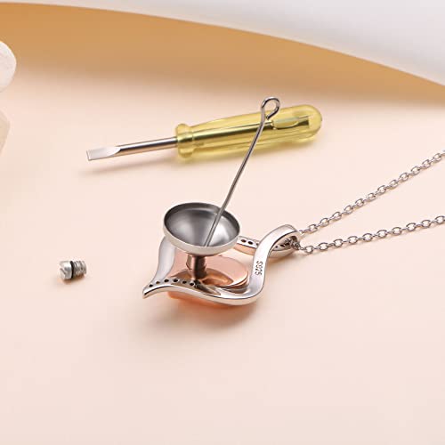Alphm S925 Sterling Silver Heart Urn Memorial Ashes Keepsake Exquisite Cremation Pendant Necklace Ring Bracelet Heart Rose
