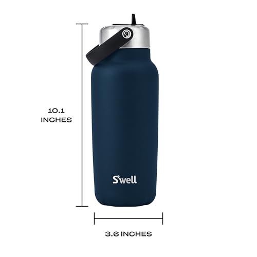 S'well Recycled Stainless Steel Explorer with Flip Straw Lid, 32oz, Azurite, Triple Layered Vacuum Insulated Container Keeps Drinks Cold for 42 Hours and Hot for 10