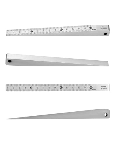 QWORK taper gauge feeler wedge with 1-15mm gap scale, carbon steel and chrome plating