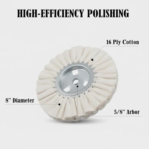 JUNLIXN 8-inch airway buffing wheels with 5/8-inch arbor, cotton and non-woven polishing wheels