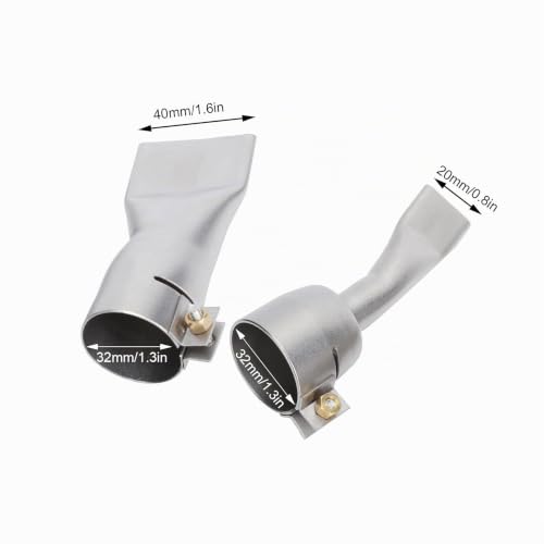 Flat Nozzle for Heat Gun, 2 Pieces 20mm 40mm Flat Welding Nozzle Stainless Steel Wide Slot Nozzle for Heat Guns Soldering Accessories Pinpoint Desoldering and Welding