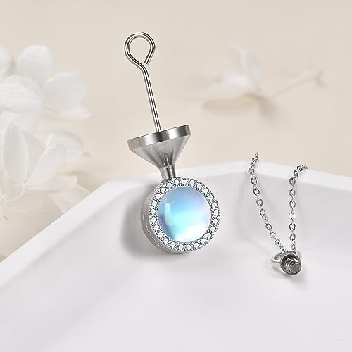 ONEFINITY Opal/Turquoise Urn Necklaces for Ashes Sterling Silver Opal Cremation Jewelry for Ashes Memory Jewelry for Women Moonstone