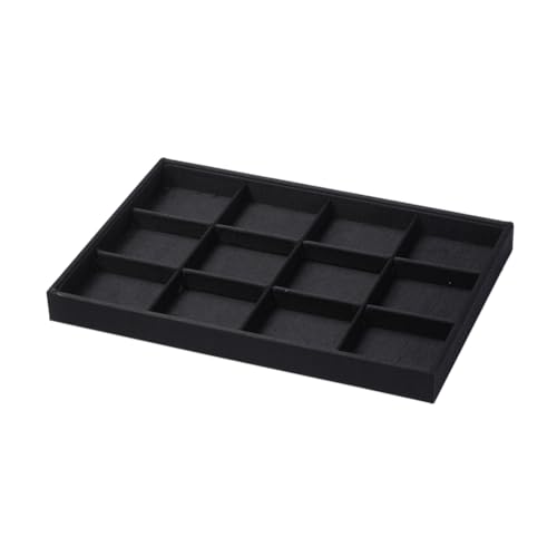 LiQunSweet 2 pcs Black Rectangle Shaped Cloth Organizer Tray Display 12 Grids Stackable Tray Case Storage Holders For Jewelry Bracelet Watch Box Bangle Displaying