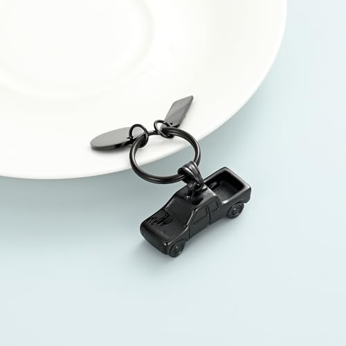 Imrsanl Cremation Jewelry Pick Up Truck Urn Necklace Keychain-Black