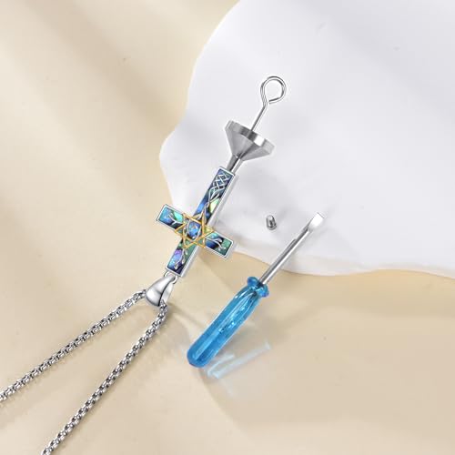 ONEFINITY Cross Urn Necklace for Ashes S925 Sterling Silver Star of David Urn Necklace Star of David Cremation Jewellery for Women Men
