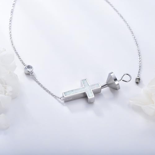 Urn Necklaces for Ashes for Women 925 Sterling Silver Cremation Memory Pendant Necklace Jewellery Keepsake for Human Ash Gifts Cross
