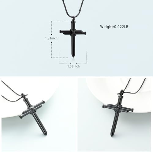 Imrsanl Cremation Jewelry Nail Cross Urn Necklace Pendant Black