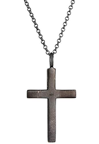 Kuzzoi Exclusive Men's Necklace Shiny Polished with Cross Pendant (30 mm) in Basic Style, Solid Chain for Man and Friend with Religious Cross Made of 925 Sterling Silver, Length 60 cm