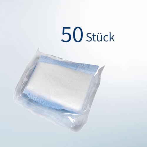 ABENA Absorbent Dressings 10 x 10 cm, Pack of 50, White, Sterile, Highly Absorbent Dressings, Absorbent Pad, Absorbent Pad, Latex Free, with Water-Repellent Backing | Highly absorbent bandages, absorbent pads, absorbent pads, latex-free, with water-rep...