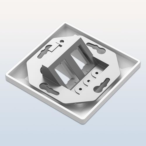 FGB 2x CAT7 Keystone Network Socket Flush-Mounted 2 Port with Keystone Module White | 4x CAT7 Keystone Coupling, Shielded, Female to Female, Patch Cable Coupling, Network Coupling, 10 Gbit/s STP