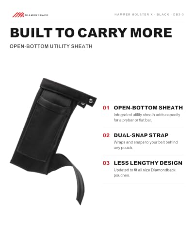 Diamondback Hammer Holster X black hammer and pry bar holder for right-side tool belt setup