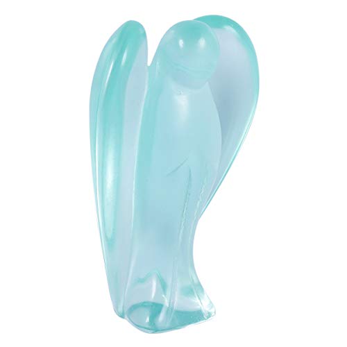 mookaitedecor Hand Carved Blue Crystal Glass Guardian Angel Figurine Light Blue