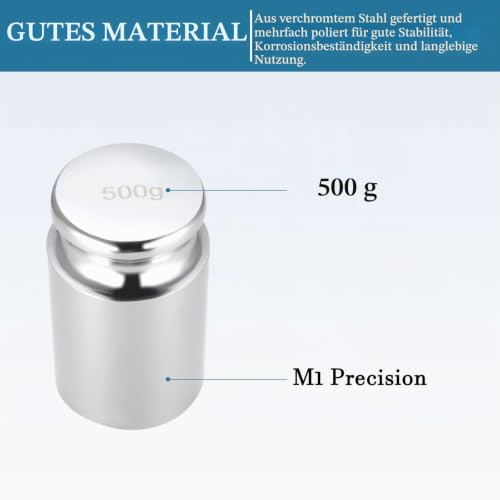 Quartzman 500 g calibration weight x 1 piece. Chrome-plated weights, M1 | Steel gram weight for digital jewelry scales and balance test