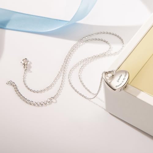 Cremation Jewelry for Ashes Heart Urn Necklaces for Ashes, Locket Necklace for Ashes Memorial Urn Jewelry Waterproof Keepsake Pendant with Funnel Kit & Bag Grandma