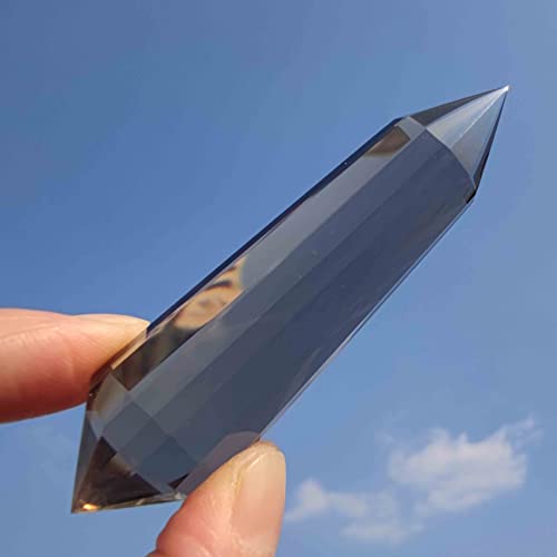 7cm 12 Sided Facet Smokey Crystal Vogel Smoky Double Terminated Wands Rock Quartz Point Reiki Healing Stone DT for Spiritual Meditation Energy Generator Gemstone Stick Cristal Wond for Chakra Gift
