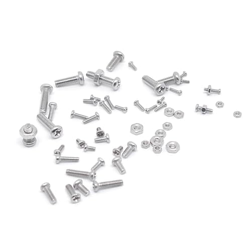 HVAZI M1-M2.5 304 stainless steel Phillips pan head tiny machine screw and nut assortment kit, 1080 pieces