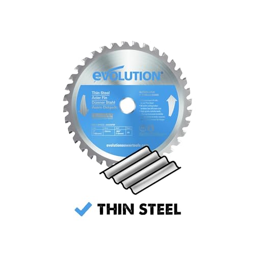 Evolution Power Tools T180TCT-68CS Circular Saw Blade - Carbide Tipped Metal Blade for Thin Steel, 180 mm Blue, Silver