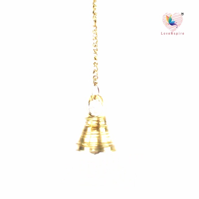 LoveNspire Brass Hanging Bell with Chain for Temple - Indian Wall Mounted Ghanti for Home, Mandir, and Housewarming | Ideal for Diwali Pooja, Christmas, and Spiritual Decor 19 Inches