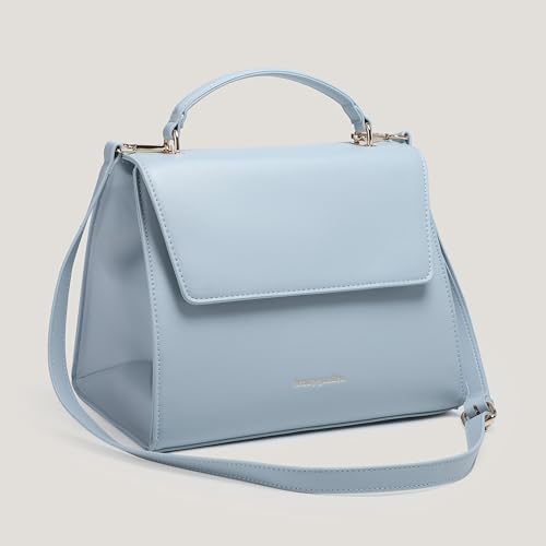 BEAUTYGOODIES Elegant Insulated Lunch Bags for Women, Aesthetic Baby Blue Classy Purse and Lunch Purse with Strap for Professional Women, Office and School