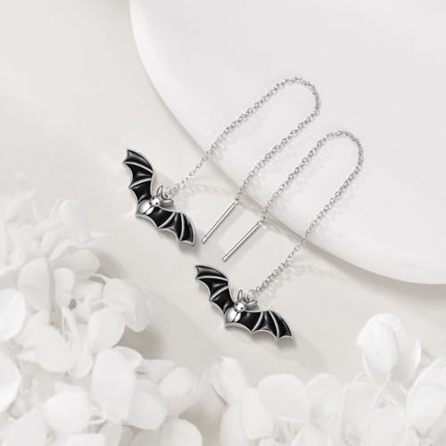 Halloween Bat Earrings 925 Sterling Silver Gothic Earring Jewelry Birthday Gifts for Women Wife Bat1