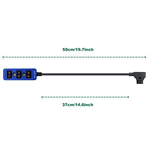 Alvin's Cables D-tap Splitter P-Tap HUB Cable Dtap Male to Three Port D tap Female Splitter Cable with Screw Threads for ARRI RED Z CAM Cameras TILTA Steadicam IDX V-Mount Battery-Blue 50cm/19.7in blue