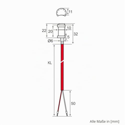 iOVEO 004AL05205 Pipe Feeder NTC 10KOHM with Silicone Cable Including Mounting up to 200°C 5 Meter Single