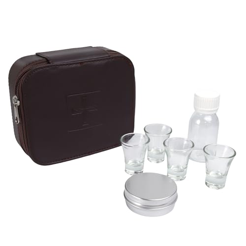 Trinity Church Supply Portable Communion Set with 4 Glass Cups and Velvet-Lined Case, Convenient Travel Design for Religious Ceremonies