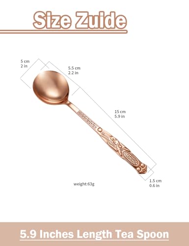 7.87 Inch Pure Copper Spoon, 100% Hand Forged Vintage Copper Spoon, Suitable for Family Gatherings, Restaurants, Desserts, Sugar, and Ice Cream (2) 2